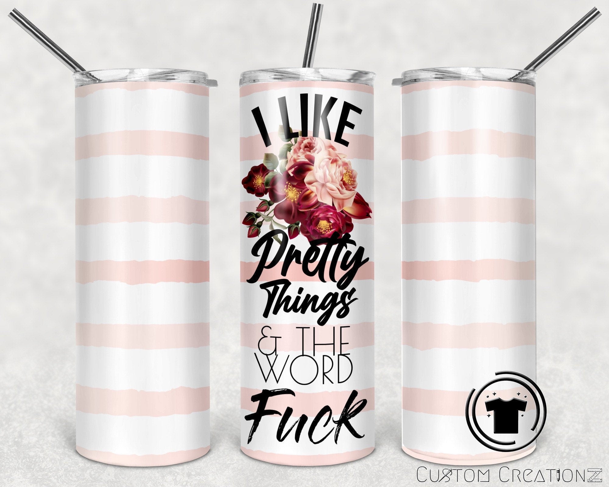 Stainless Steel 20oz. Tumbler with metal straw - Pretty things - Birthday - Mother's Day - Grandma - Nana - abuela - mom - aunt - Godmother