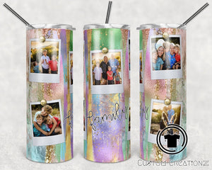 Personalized Stainless Steel 20oz. Tumbler with metal straw - family pictures - Birthday gift - Mother's Day - Grandma - Nana - Abuela