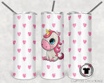 unicorn Personalized Stainless Steel 20oz. Tumbler with metal straw.