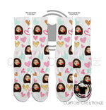 face custom printed socks fun silly hearts moji emoji animoji