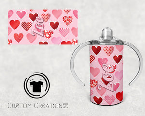 Custom- personalized Trainer Stainless steel 12oz. sippy cups- Valentine's Day