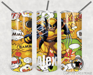 Personalized Stainless Steel 20oz. Tumbler with metal straw. - Kids - adults - comic book - fan - super hero - x - men
