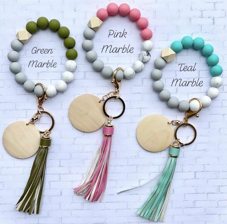 Wristlet - keychain - stretch - fun - stylish - trendy - trend setter- gift - mom - grandma - personalize - beads - silicone
