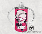 Custom- personalized Trainer Stainless steel 12oz. sippy cups- baby - kids - cartoon - super hero - comic
